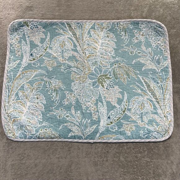 Tommy Bahama Home Standard Pillow Sham Aqua Blue & Tan Tropical Floral Coastal - Picture 1 of 6